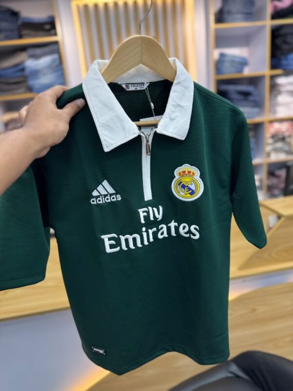 Real Madrid Dark Green Away Football Jersey (2016–18 Inspired) – Fly Emirates | Half Sleeve
